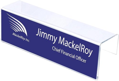Skiennix Acrylic Name Plate Holder - Single-Sided Desk Display for Office Partitions | 8.5 x 2.5 Inches (10 Pack)