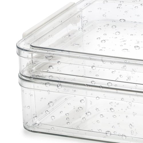 Goaste 2 Pack Acrylic Portable Project Case, 13.5 Inch Clear Scrapbook Paper Storage Box, Translucent Plastic Stackable Storage Bins Document Holder, A4 File Protector Container for Office School