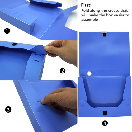 Hoiwigy A4 Document Box Plastic Archive Cases with Lid, 31×24x4 cm, File Folder Organizer Document Storage File Boxes for Office, School, Letter Size Paper (Blue (8 Packs))