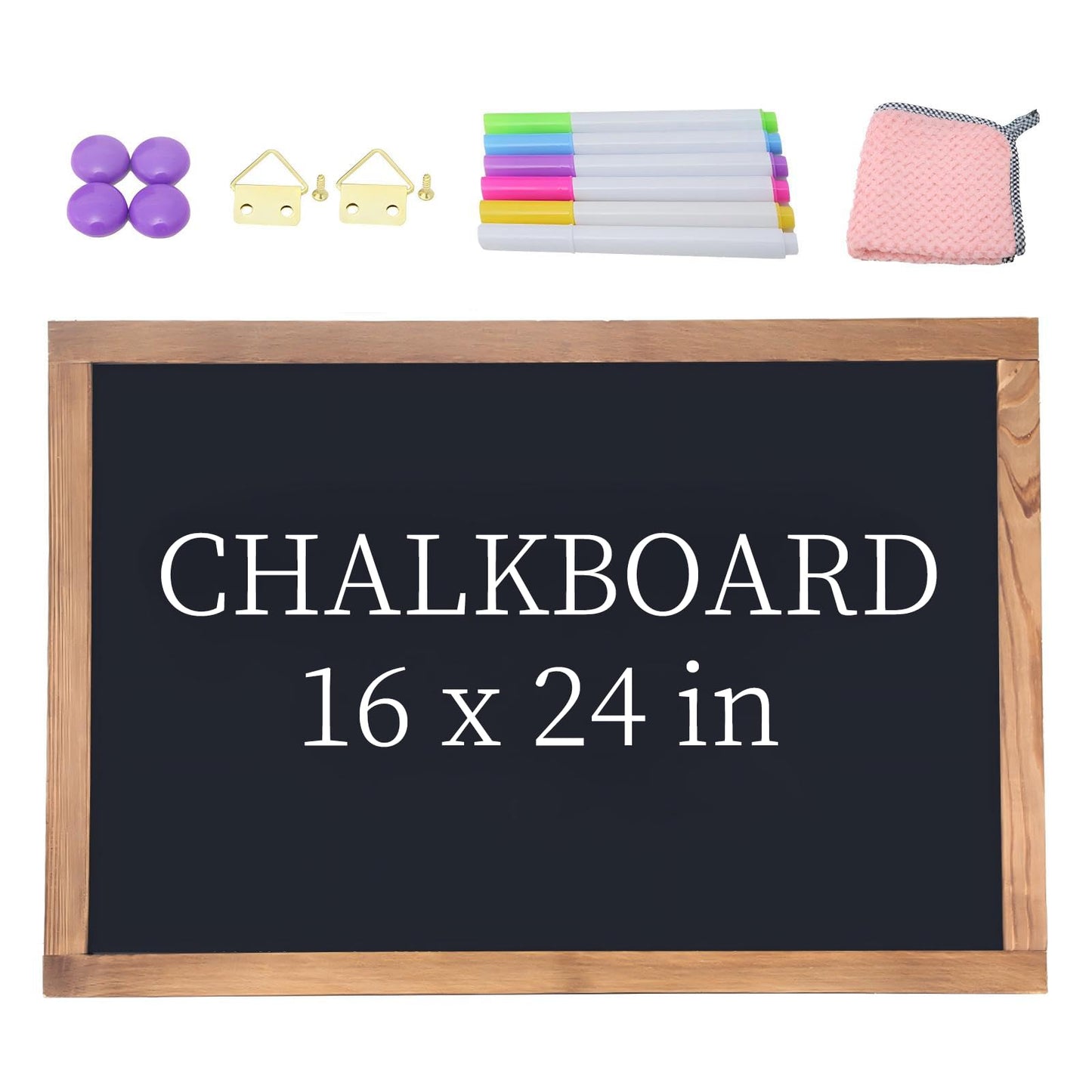 Magnetic Chalkboard for Wall Rustic Wood Framed Decorative Blackboard Sign Hanging Chalkboard for Home, Office, Restaurant 16" x 24"