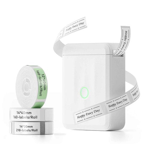 NIIMBOT D110 Upgraded Version Mini Label Maker Machine with 3 Tapes, Portable Bluetooth Thermal Printer, Sticker Labeler with Multiple Templates for Office Organization Home Kitchen School, White