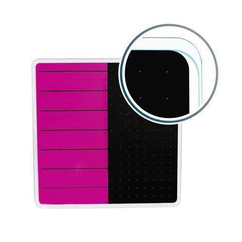 Floortex® Viztex® Glacier Violet & Black Plan & Grid Glass Dry Erase Board - 14" x 14"