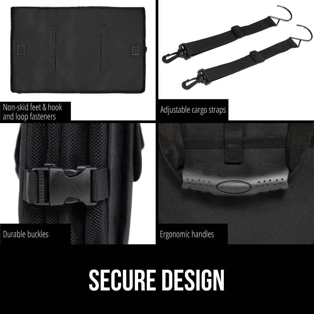 GORILLA GRIP Trunk Organizer for SUV and Cars, Large Capacity Collapsible Car Trunk Storage Organizer, Heavy Duty Car Accessories, Gifts for Mom and Dad, Slip & Water Resistant Multi Compartment Black