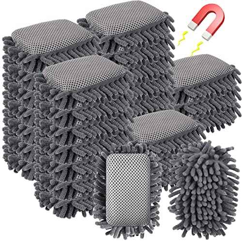 Sherr 24 Pcs Magnetic Whiteboard Eraser School Dry Erase Erasers Microfiber Shag Washable White Board Eraser for Chalk Classroom Home Office (Gray)