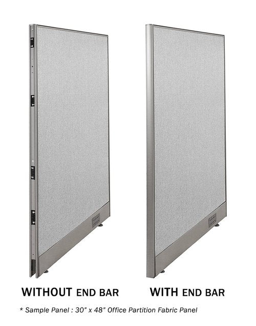 GOF Partition Part : End Bar 4ft / 48" H, end Cover Full Fabric/Partial Glass Panels, end bar Workplace Room Divider