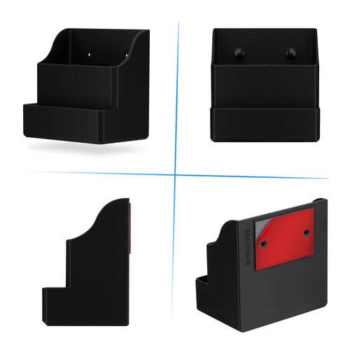 BRAINWAVZ Adhesive Remote Control Wall Mount Holder, Easy To Install, Holds upto 4 Remotes & Storage for Phones, Pens & More, Screw-In or Stick-On