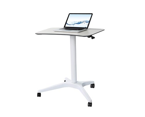 CARTMAY Mobile Standing Desk,Pneumatic Height Adjustable Laptop Desk, Mobile Laptop Desk with Wheels, Height Adjustable from 29.5'' to 47'',White