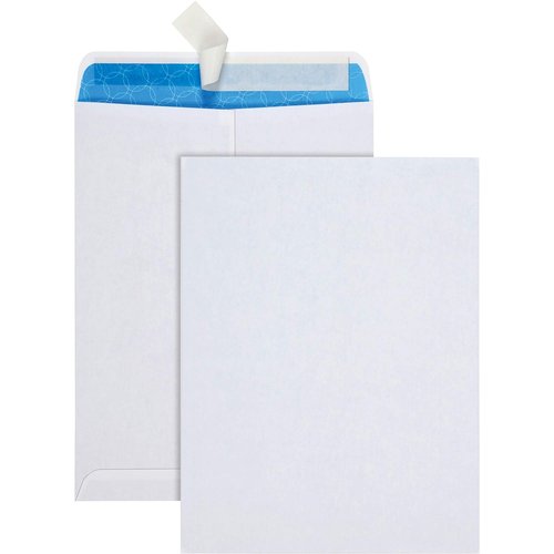 Quality Park 9 x 12 Inch Security Redi-Strip Envelopes, 28 lb. White Wove, Treated Envelope, 100/Box (QUA41415R)