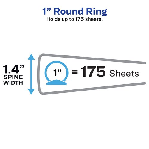 Avery Mini Binders, 5.5" x 8.5", 1 Inch Round Rings, Black, Durable Ring Binder, Label Holder, 6 Pack (27257)