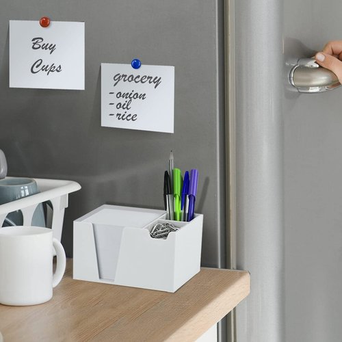 Acrimet Desktop Organizer Pencil, Pen, Paper, Clip, Caddy Holder (Plastic) (White Paper Included) (White Color)