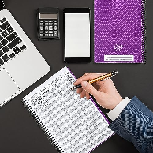 Premium Check Book Register & Debit Card Ledger Notebook – 2,600 Entries, 8.5 x 5.5 in, Purple