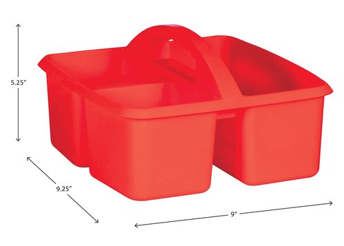 Teacher Created Resources Red Portable Plastic Storage Caddy 6-Pack for Classrooms, Kids Room, and Office Organization, 3 Compartment