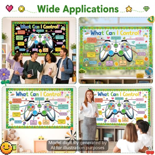 OBUSATT Video Game Bulletin Board Set Back to School Classroom Decorations - Growth Mindset & Mental Health Cutouts