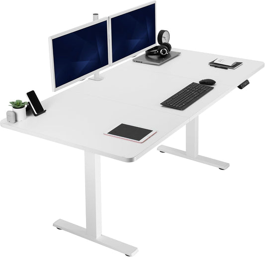 VIVO Electric Standing Desk - Memory Height Adjustment, 71 x 36 in, White Top & Frame | Supports 220 lbs