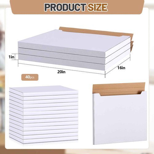 Fuyoooo 40 Pack 20x16x1 Inches Shipping Boxes Medium Corrugated Cardboard Box for Packing Moving Mailing Business Book Christmas Party Gifts Craft
