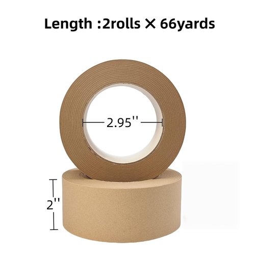 Hijelyn Eco-Friendly Brown Packing Tape 2 Rolls Recyclable Kraft Paper Tape for Moving & Shipping Boxes, Odorless and Quiet, Carton Sealing Storage Packaging Supplies, 2 Inch x 66 Yards/per roll
