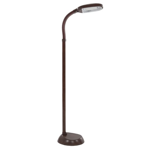 Lavish Home 72-1438 Full Spectrum Natural Sunlight Floor Lamp with Bendable Neck-Reading, Craft, Studying, and Esthetician Light, 62.5", Brown