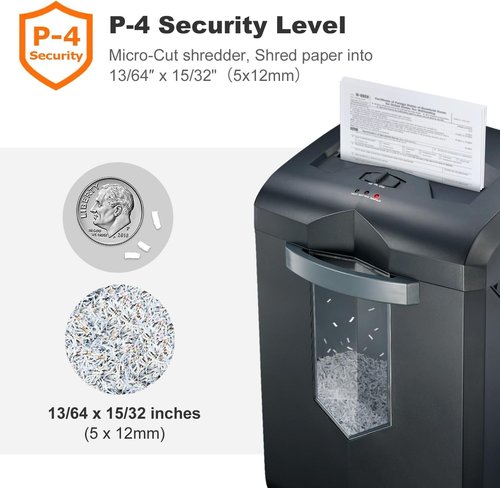 Bonsaii 16-Sheet Microcut Paper Shredder, 60-Minute Home Office Heavy Duty Shredder for CD/Credit Card, P-4 Level with 6-Gal Pullout Bin (C149-D)
