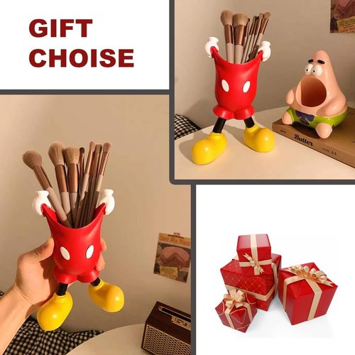 FUEMEILY Cute Mouse Pen Holder for Desk, Cartoon Mouse Vase Makeup Brush Holder, Birthday Party Supplies Gift for Home Decoration