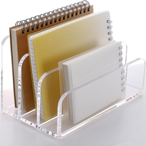 ARTICHIC Acrylic File Holder Desktop File Organizer, 3-Compartment Vertical Letter Holder Transparent Mail Organizer Countertop, Acrylic Desk Organizer Suitable For Office, Home, School, Etc