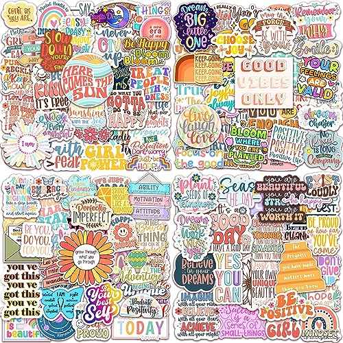 200PCS Affirmation Stickers, Holographic Motivational Sticker Pack, Positive Journal Encouraging Shiny Quotes for Kids, Teachers, Classroom, Waterproof Scrapbook Supplies (200)