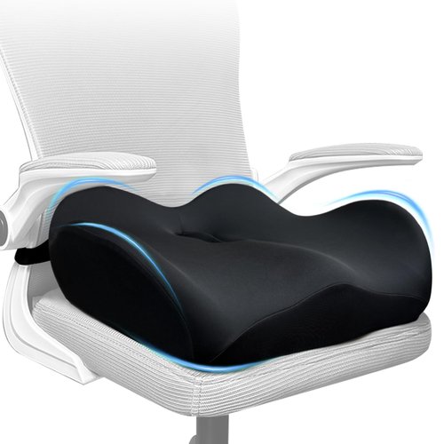 EaseDrives X Large Memory Foam Seat Cushions for Office Chairs, Long Sitting Pressure Relief Ergonomic Office Chair Cushion for Butt Coccyx Tailbone Sciatica, Car Seat Booster for Height (Pure Black)