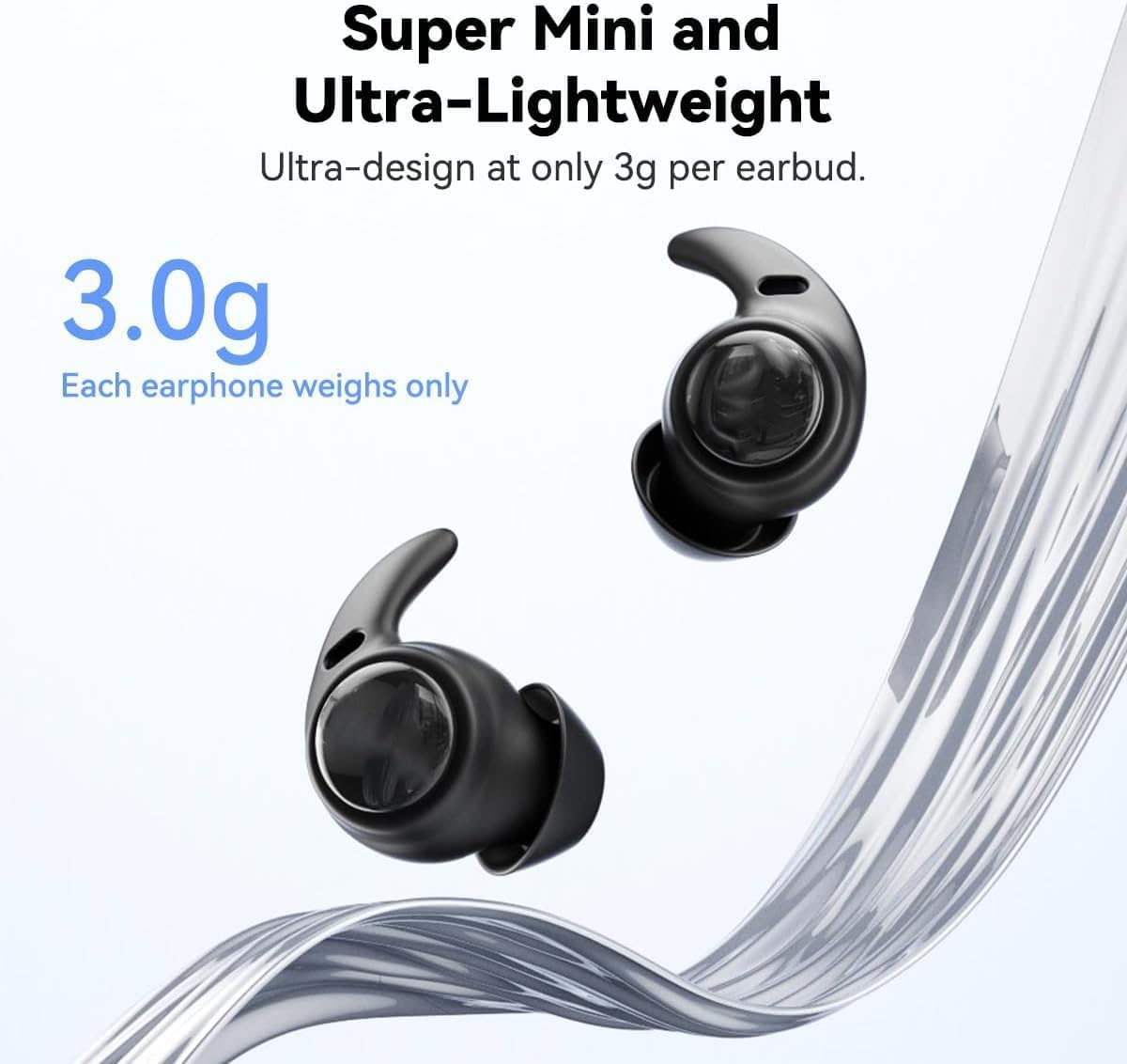 NE76 AI Translation Headphones Real Time 150 Languages, Sleep Earbuds Bluetooth 5.4 in Ear, Mini Sleep Headphones Small Design for Side Sleepers for Travel Education Business Meetings Smoky Black