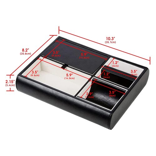 J JACKCUBE DESIGN Valet Tray,Nightstand Desk or Dresser Organizer, Catch-All for Keys, Phone, Wallet, Coin, Jewelry, and More (Black / 10.34 x 2.15 x 8.19 inches) JackCubeDesign - :MK158