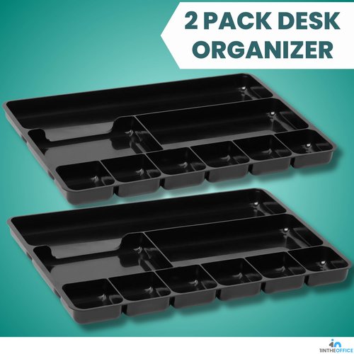 1InTheOffice Desk Drawer Organizer 9-compartment Drawer Tray Organizer (2 Pack)