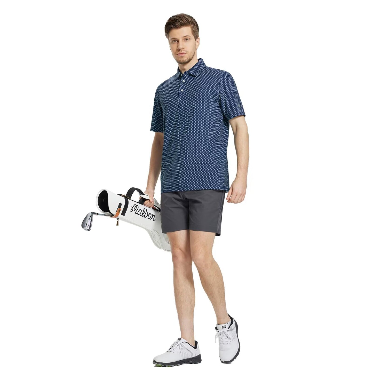 M MAELREG Golf Shirts for Men Dry Fit Print Patterns Performance Moisture Wicking Mens Polo Shirts Short Sleeve