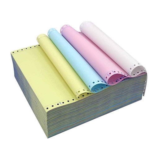 FirstZi 4 Part 9.5"x11" Continuous Computer Paper for Tractor Dot Matrix Printers, 1000 Sheets - 250 Sets Quadruplication NCR Paper-1/2" Margin Trim Perforation, 4 Colors (White/Red/Blue/Yellow)