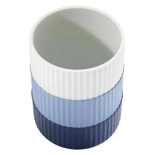 IZOD - Wastebasket, Trash Can for Home, Resin Bathroom Accessories, Dorm Room Essentials, Striped Bathroom Decor (Clubhouse Collection, Blue)