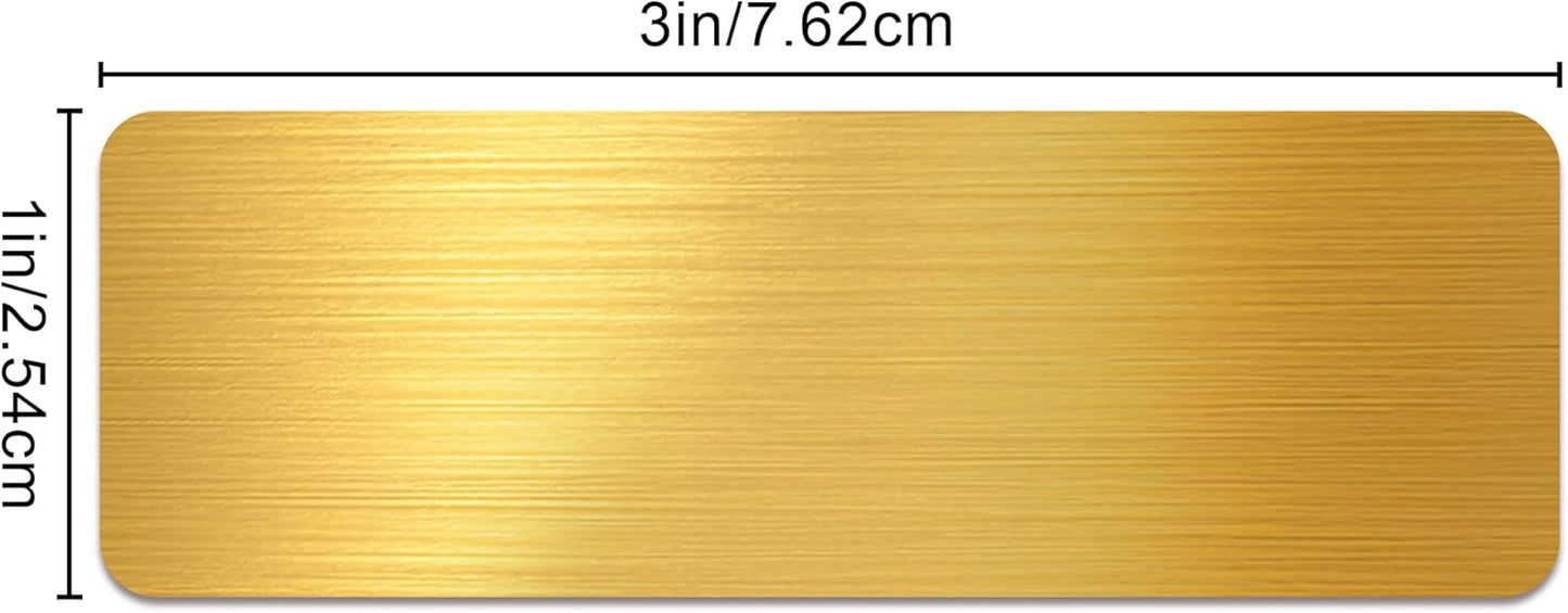 Skiennix Engraved Name Plate - Personalized 1" x 3" Brass Plaque with Adhesive Backing | Custom Trophy Plate