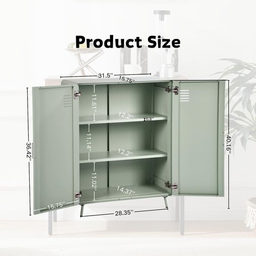 Homy Casa Metal Storage Locker Cabinet with Ventilated Doors, Freestanding Steel Organizer for Office Supplies, Files, or Personal Items, Ideal for Workspaces, Home Offices (Sage Grey, 2-Door)