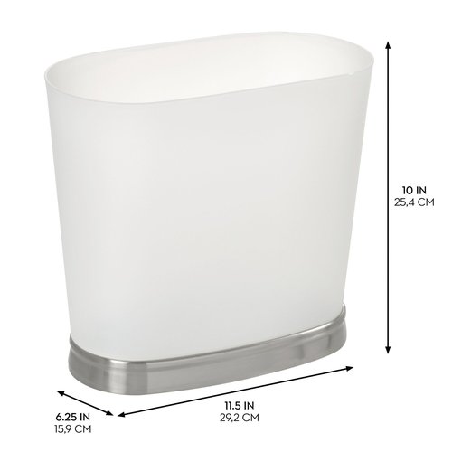 iDesign Small Bathroom Trash Can-Set of 2-Frost/Brushed Nickel Gina Oval Wastecan M2