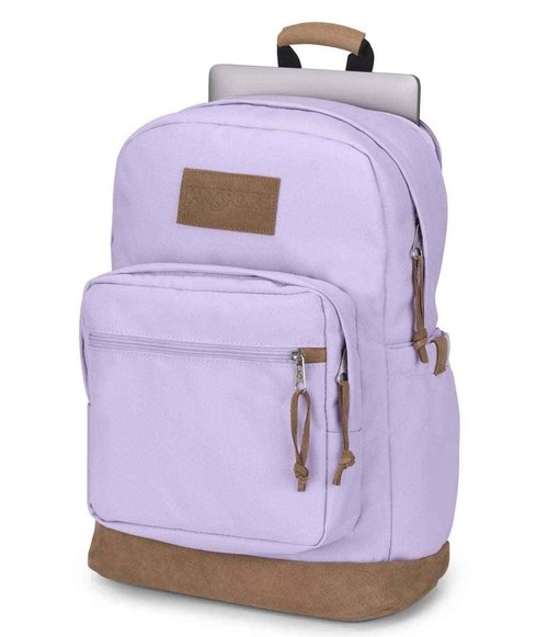 JanSport Right Pack Premium Backpack - Daypack with 15" Laptop Sleeve, Main Compartment, Water Bottle Pocket, Pastel Lilac