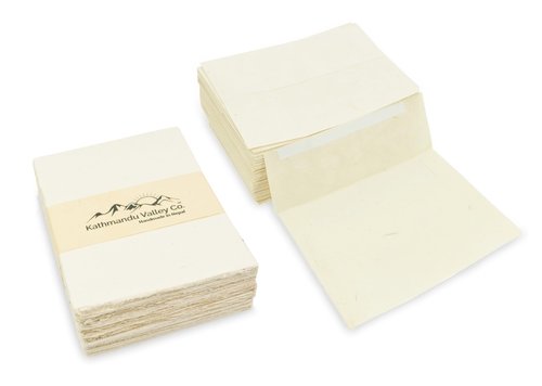 Kathmandu Valley Co. 5x7 Inch Handmade Deluxe Lokta Card Stock 100 Pack with Envelopes Bundle