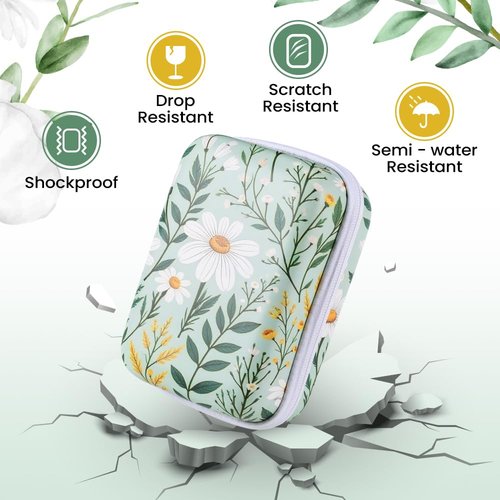 Phomemo A30 Label Maker Case - Travel Storage Bag Fits for A30 Printer & 3 Tapes, Easily Stores Printer, Tape & USB Line，Box Only - Flower Design