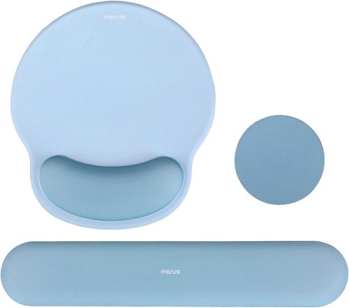 MOSISO Ergonomic Mouse Pad & Keyboard Wrist Rest - Non-Slip Base for Pain Relief | Air Blue