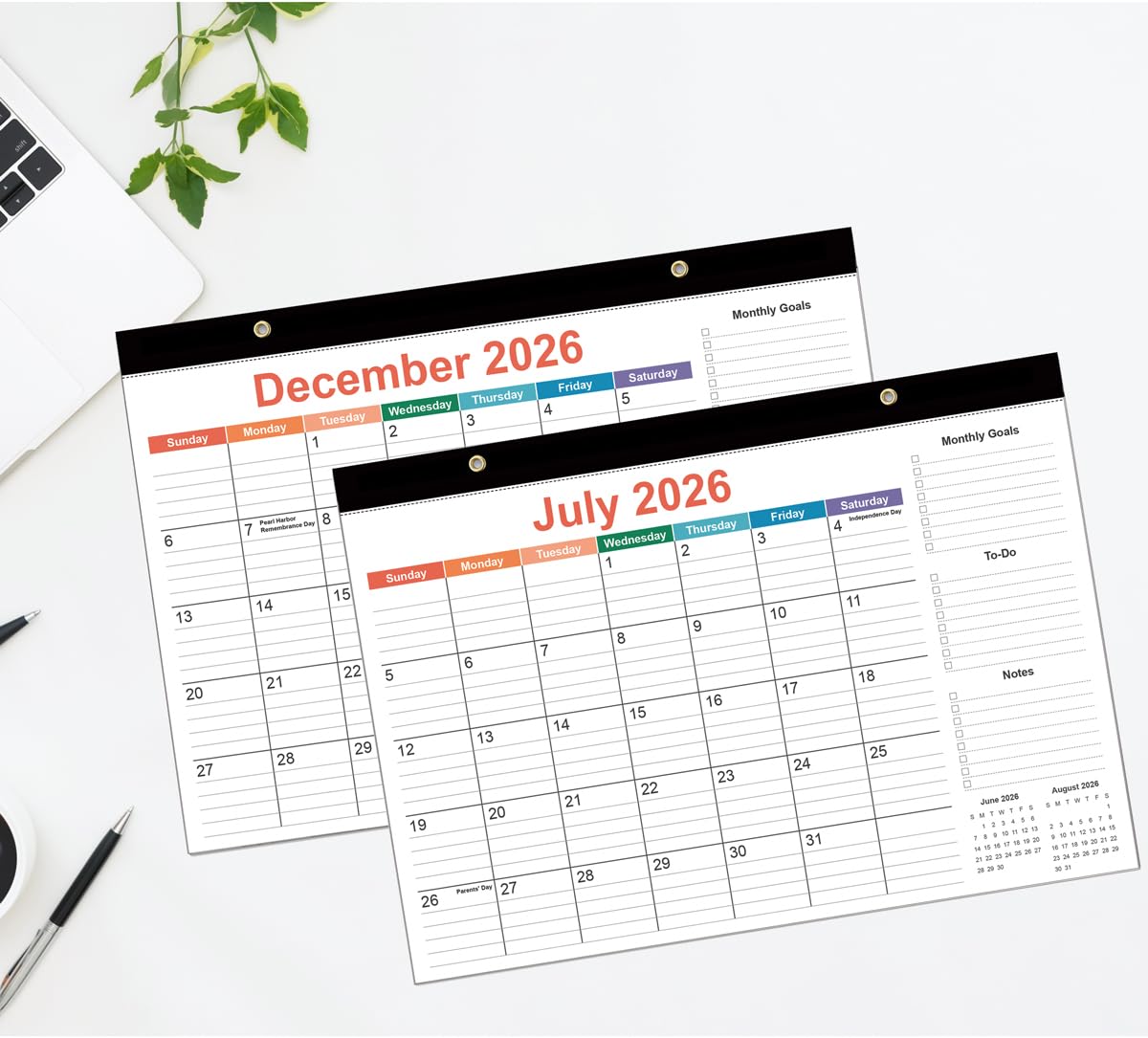 2026-2027 Desk Calendar - 18 Months Calendar from July 2026 to June 2027, Desk Calendar 2026-2027 with Thick Paper, 12" x 17", Colorful