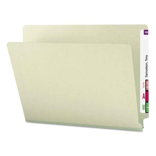 Smead End Tab Pressboard File Folder, Straight-Cut Tab, 1" Expansion, Letter Size, Gray/Green, 25 per Box (26200)