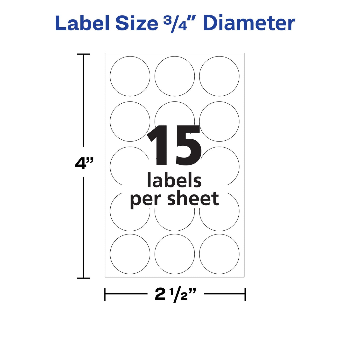 Avery Multi-Use Removable Labels, 3/4 Inch Round Stickers, White, Non-Printable, 315 Blank Labels Total (6738)