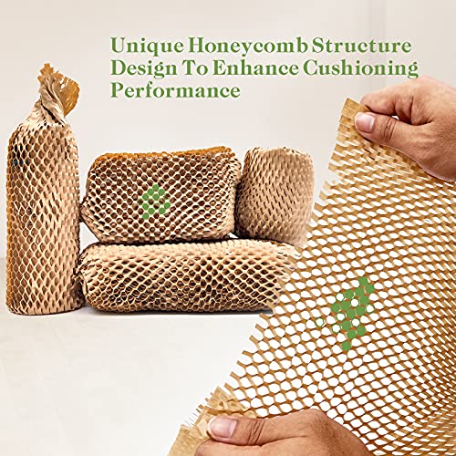 Aspamms Honeycomb Packing Paper 15" x 131' Khaki Recyclable Cushioning Wrap for Moving & Shipping