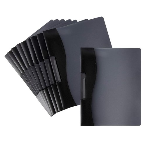 Juvale 10 Pack Clear Report Covers with Sliding Bar and Swing Clip for Letter Size Documents, Presentation, Resume (Black, 9 x 11 Inches)