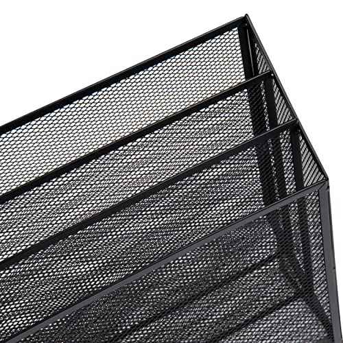 Mind Reader Vertical File Storage, Desktop Organizer, Workspace, Office, Metal Mesh, 12.5" L x 3.75" W x 11.5" H, Black