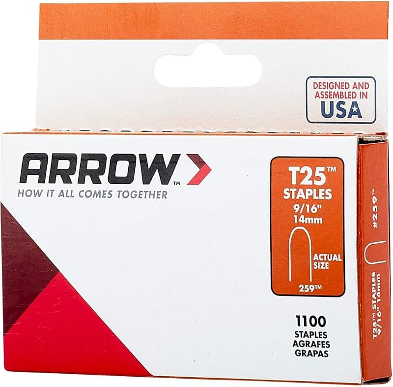 Arrow 259 T25 Staples for Low Voltage Wires & Cables 9/16 Inch, 1100 Count