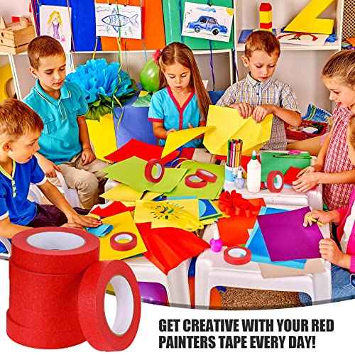 Fainne 20 Rolls Red Painters Masking Tape Bulk Roll 1 Inch x 55 Yard, General Purpose Paint Tape Removable Adhesive Multi Surface Paper for Painting Labeling Back to School Supplies(Red)