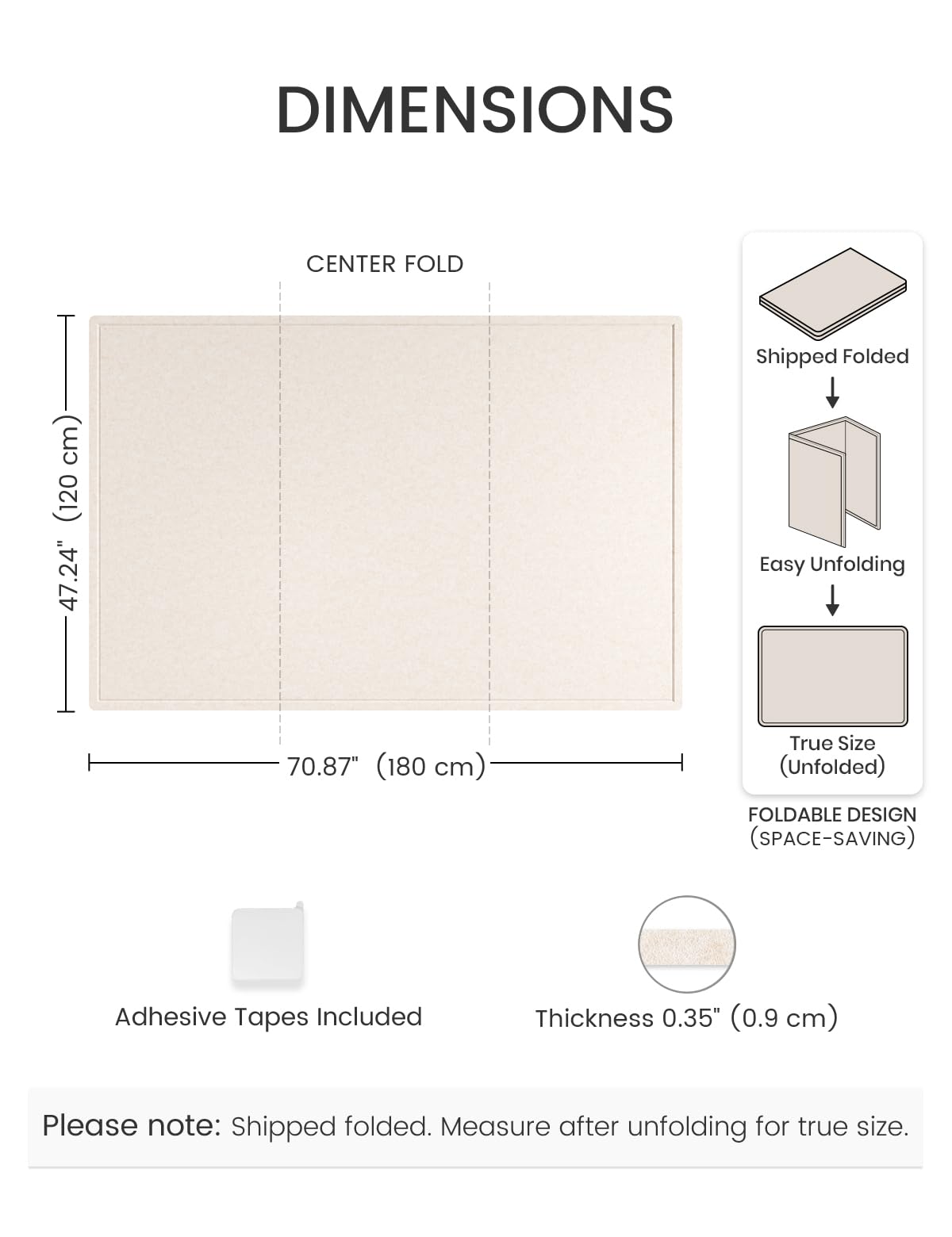 Fluxynara Large Bulletin Board, 70.8" x 47.2" Cork Board Alternative with 48 Safe Removable Adhesive Tabs, Foldable Felt Pin Board for Home Office, Classroom, Bedroom,Entryway for Walls—Oatmeal
