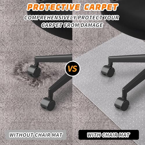 Sharewin 48" x 30" Office Chair Mat for Carpeted Floors – Thick 2.2mm, Easy Glide Desk Mat