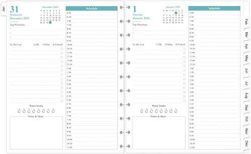 2026 Planner Refills, 11-Disc Discbound One Page Per Day, Daily ＆ Monthly Planner Refill from January 2026 - December 2026, Letter Size, 8.5" x 11"